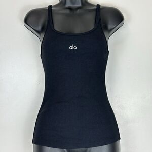 Alo Yoga Black Ribbed Prosper Tank Size S